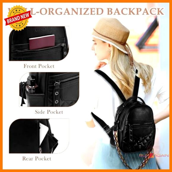 Vegan Leather Mini Backpack Purse with Adjustable Straps, Compact Size